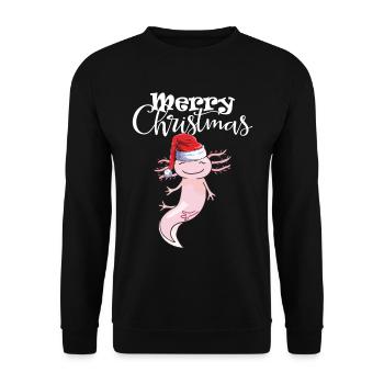 Joyeux Noël Axolotl Chapeau de Noël Drôle - Sweat-shirt Unisexe - noir - Devant - Alina (178cm) & Michal (187cm)