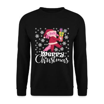 Joyeux Noël Axolotl Drôle de Noël Neige - Sweat-shirt Unisexe - noir - Devant - Alina (178cm) & Michal (187cm)