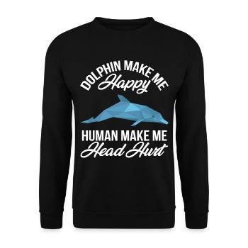 Dolphin Luck Whale Dolphins Underwater World Ocean - Unisex Sweatshirt - black - Front - Alina (178cm) & Michal (187cm)