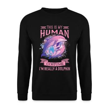 Dolphin Costume Whale Cute Dolphins Underwater World - Unisex Sweatshirt - black - Front - Alina (178cm) & Michal (187cm)
