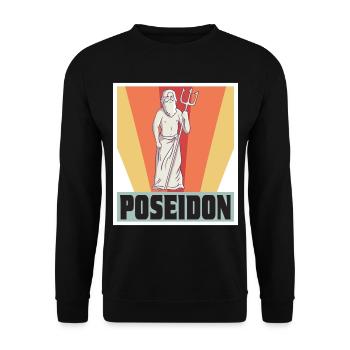 Poseidon Gott Griechische Mythologie Antikes Griec - Unisex Pullover - Schwarz - Vorne - Alina (178cm) & Michal (187cm)