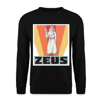 Zeus Retro Griechenland Gott Griechische Mythologi - Unisex Pullover - Schwarz - Vorne - Alina (178cm) & Michal (187cm)