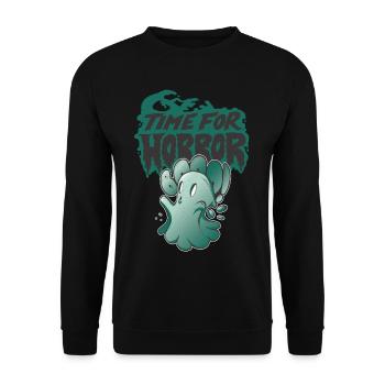 Horror Scary Ghost Halloween Party Night - Unisex Sweatshirt - black - Front - Alina (178cm) & Michal (187cm)