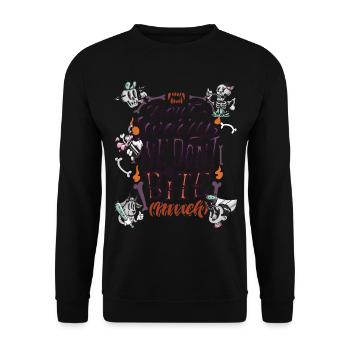 Halloween beißt untotes Skelett-Halloween-Party-Al - Unisex Pullover - Schwarz - Vorne - Alina (178cm) & Michal (187cm)