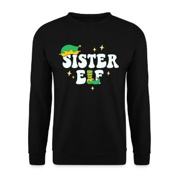Schwester Elf Passende Familie Weihnachtsgruppe Weihnachten - Unisex Pullover - Schwarz - Vorne - Alina (178cm) & Michal (187cm)