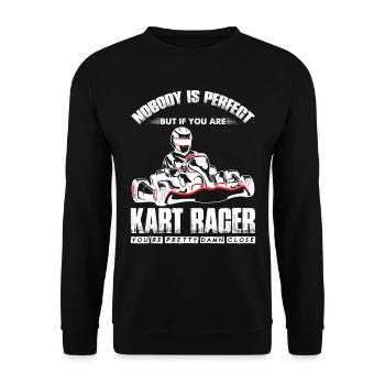 Kart Go-Kart fahren Rennbahn Fun Rennstrecke - Unisex Pullover - Schwarz - Vorne - Alina (178cm) & Michal (187cm)