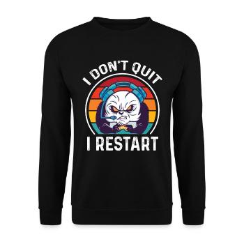 Angry Panda Gaming Neustart Retro Süße Pandas Tier - Unisex Pullover - Schwarz - Vorne - Alina (178cm) & Michal (187cm)