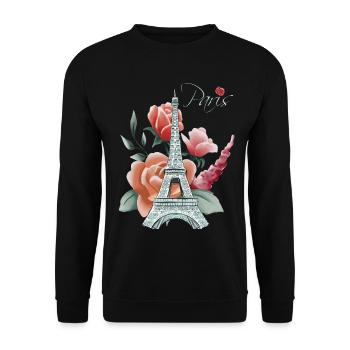 Eiffel Tower-Roses-Love-Paris-French-Love-Fra - Unisex Sweatshirt - black - Front - Alina (178cm) & Michal (187cm)