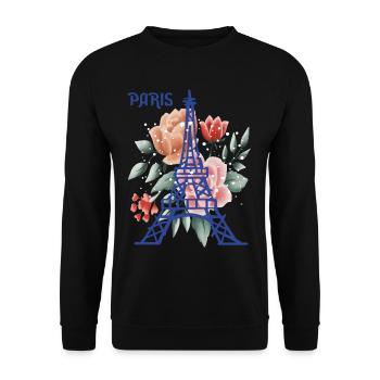 Paris Strauß Rosen Eiffelturm Französische Liebe F - Unisex Pullover - Schwarz - Vorne - Alina (178cm) & Michal (187cm)