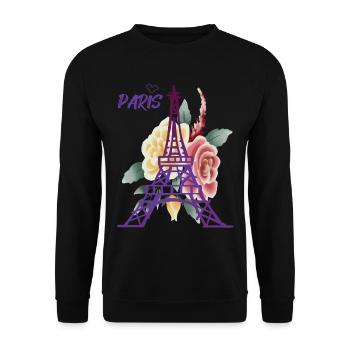 Eiffelturm-Rosen-Paris-Herz-Frankreich-Andenken-fr - Unisex Pullover - Schwarz - Vorne - Alina (178cm) & Michal (187cm)