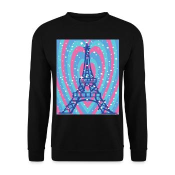 Herz für Eiffelturm-Paris-Schnee-Frankreich-franzö - Unisex Pullover - Schwarz - Vorne - Alina (178cm) & Michal (187cm)