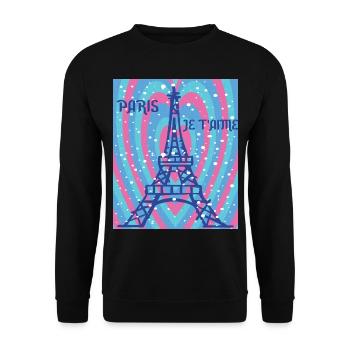 Herz für Eiffelturm Ich liebe Paris Schnee Frankre - Unisex Pullover - Schwarz - Vorne - Alina (178cm) & Michal (187cm)