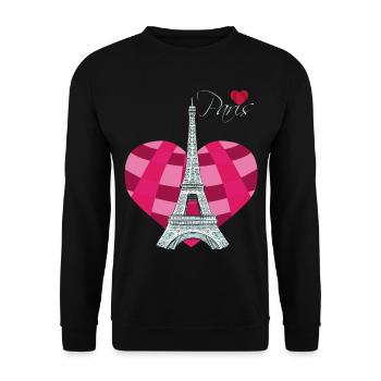 Paris-Herz-Liebes-Eiffelturm-Frankreich-Andenken-f - Unisex Pullover - Schwarz - Vorne - Alina (178cm) & Michal (187cm)