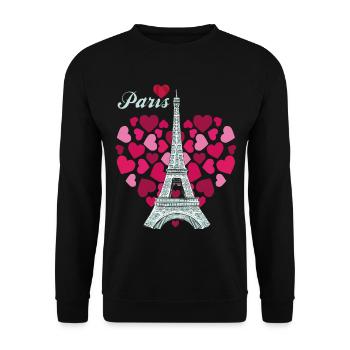 Französische Liebe Liebes-Paris-Herz-Eiffelturm-An - Unisex Pullover - Schwarz - Vorne - Alina (178cm) & Michal (187cm)