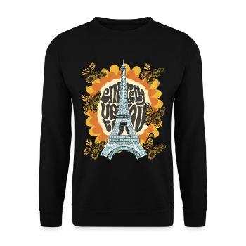Eiffel Tower-Sunflower-Paris-Butterfly-Frenchman - Unisex Sweatshirt - black - Front - Alina (178cm) & Michal (187cm)
