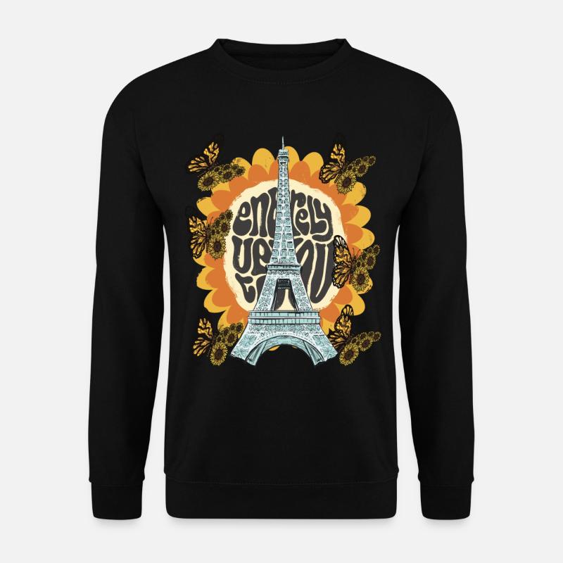 Tour Eiffel-Tournesol-Paris-Papillon-Français - Sweat-shirt Unisexe - noir