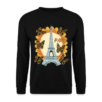 Tournesol Paris Tour Eiffel Papillons Frankr - Sweat-shirt Unisexe - noir - Devant - Alina (178cm) & Michal (187cm)