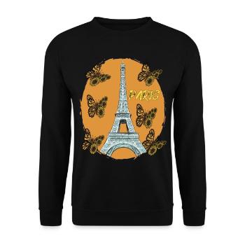 Eiffelturm-Schmetterling Frankreich Paris Retro Li - Unisex Pullover - Schwarz - Vorne - Alina (178cm) & Michal (187cm)