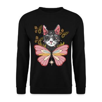 Chat avec lunettes de soleil Butterfly Sunflower L - Sweat-shirt Unisexe - noir - Devant - Alina (178cm) & Michal (187cm)