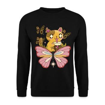 Chat avec papillon tournesol chat mignon - Sweat-shirt Unisexe - noir - Devant - Alina (178cm) & Michal (187cm)