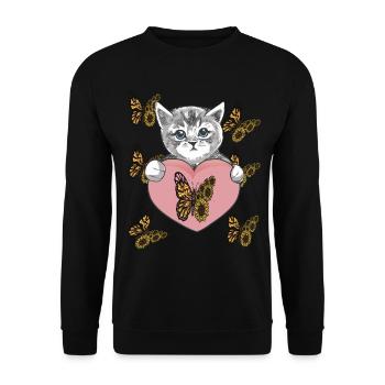 Tournesol Chat Papillon Chaton Bébé L - Sweat-shirt Unisexe - noir - Devant - Alina (178cm) & Michal (187cm)