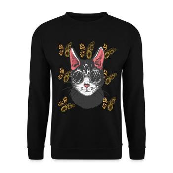 Cool Cat Tournesol Papillon Cat Lie - Sweat-shirt Unisexe - noir - Devant - Alina (178cm) & Michal (187cm)