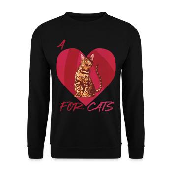 Chat Bengal avec cœur pour chats Chaton d’amour chat - Sweat-shirt Unisexe - noir - Devant - Alina (178cm) & Michal (187cm)