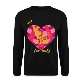 Bengal Cat Heart for Cats Kitten Cat Cat - Unisex Sweatshirt - black - Front - Alina (178cm) & Michal (187cm)