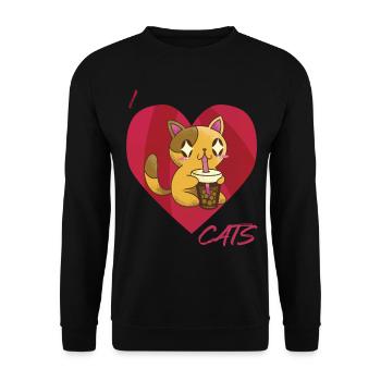 Mignon chaton bébé avec thé chat amour chats mi - Sweat-shirt Unisexe - noir - Devant - Alina (178cm) & Michal (187cm)