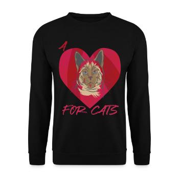 Cœur de chat Chaton mignon Amour Chats et chatons - Sweat-shirt Unisexe - noir - Devant - Alina (178cm) & Michal (187cm)