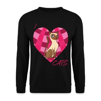 Siam Cat Love Cats Siamois Cat Heart pour chats et K - Sweat-shirt Unisexe - noir - Devant - Alina (178cm) & Michal (187cm)