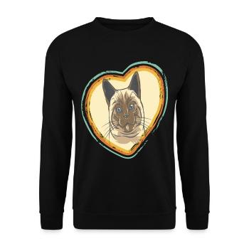 Heart for Cats-Tomcat-Love-Cats-Love - Unisex Sweatshirt - black - Front - Alina (178cm) & Michal (187cm)