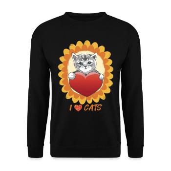 Chat mignon dans Sunflower Bengal Cat Love Ka - Sweat-shirt Unisexe - noir - Devant - Alina (178cm) & Michal (187cm)