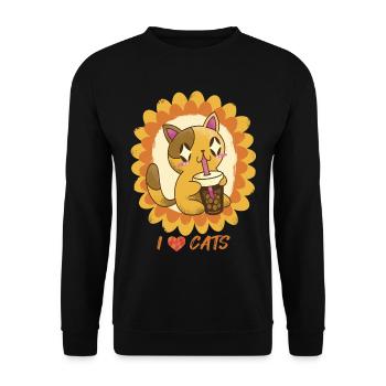 Tournesol avec chat mignon Amour Chat Bengale - Sweat-shirt Unisexe - noir - Devant - Alina (178cm) & Michal (187cm)
