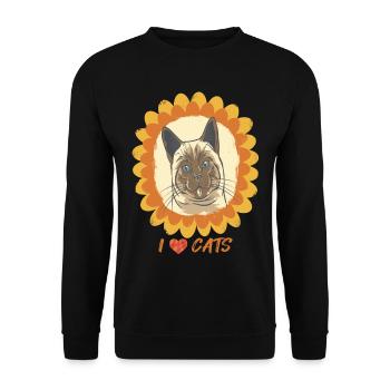 I love Cat Sunflower and Bengal Cat Nice - Unisex Sweatshirt - black - Front - Alina (178cm) & Michal (187cm)