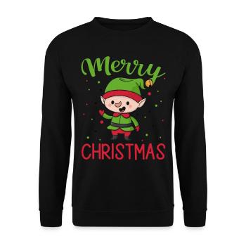 Frohe Weihnachten Zwerg Weihnachtsmann Helfer Weih - Unisex Pullover - Schwarz - Vorne - Alina (178cm) & Michal (187cm)