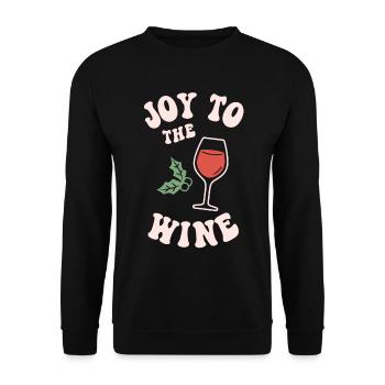 Joy To The Wine Funny Drinker Christmas Red White - Unisex Sweatshirt - black - Front - Alina (178cm) & Michal (187cm)
