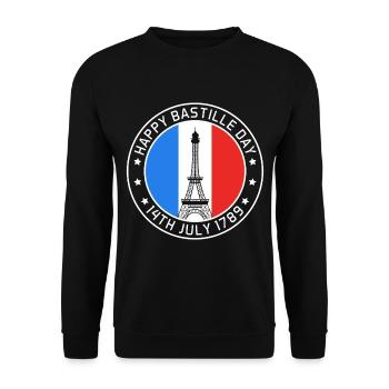 Paris Happy Holiday France Tour Eiffel Sou - Sweat-shirt Unisexe - noir - Devant - Alina (178cm) & Michal (187cm)