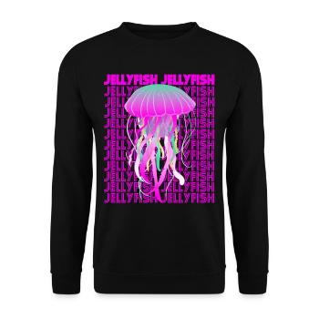 Jellyfish Retro Ocean Life Sea Fish Animals - Unisex Sweatshirt - black - Front - Alina (178cm) & Michal (187cm)
