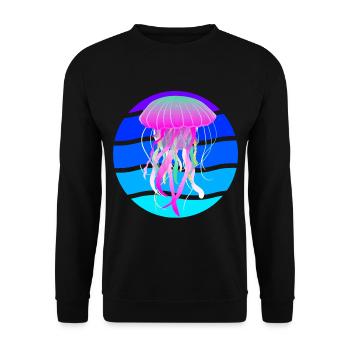 Méduse rétro Ocean Life Poissons Animaux marins - Sweat-shirt Unisexe - noir - Devant - Alina (178cm) & Michal (187cm)