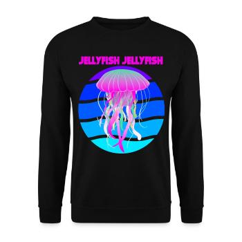 Qualle Unterwasser Ozean Leben Fische Meerestiere - Unisex Pullover - Schwarz - Vorne - Alina (178cm) & Michal (187cm)