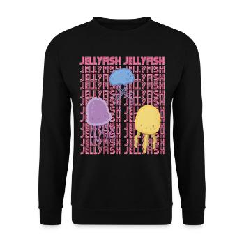 Ozean süße Qualle Ozeanleben Unterwasser Meerestie - Unisex Pullover - Schwarz - Vorne - Alina (178cm) & Michal (187cm)