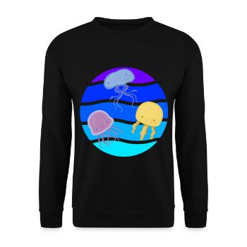 Sea Cute Qualle Underwater Ocean life Animals Fish - Unisex Pullover - Schwarz - Vorne - Alina (178cm) & Michal (187cm)