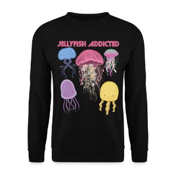 Jellyfish Addicted Sea Souvenir Ocean Life Underwater - Unisex Sweatshirt - black - Front - Alina (178cm) & Michal (187cm)