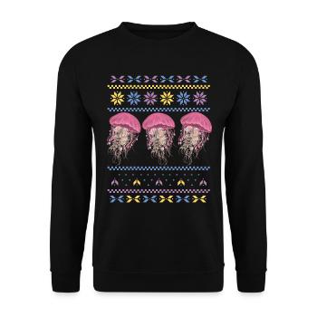 Méduses Pulls Moches Poissons Mer Mer Vie Océanique - Sweat-shirt Unisexe - noir - Devant - Alina (178cm) & Michal (187cm)
