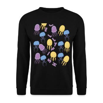 Süße Quallen Ozeanleben Unterwassermeer Tauchen Fi - Unisex Pullover - Schwarz - Vorne - Alina (178cm) & Michal (187cm)