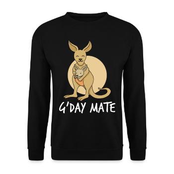 Cute Kangaroo G'day Mate Kangaroos Australia - Unisex Sweatshirt - black - Front - Alina (178cm) & Michal (187cm)