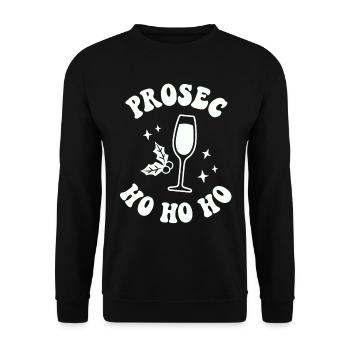 Prosec Ho Ho Ho Lustige Weihnachts-Trinkparty - Unisex Pullover - Schwarz - Vorne - Alina (178cm) & Michal (187cm)
