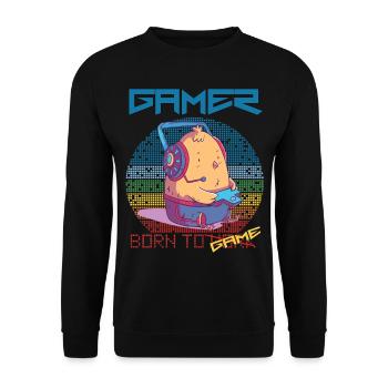 Gamer Funny Chick Video Games Born To Gaming Retro - Unisex Sweatshirt - black - Front - Alina (178cm) & Michal (187cm)