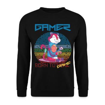 Video Games Funny Gamer Born To Gaming Retro Game - Unisex Sweatshirt - black - Front - Alina (178cm) & Michal (187cm)